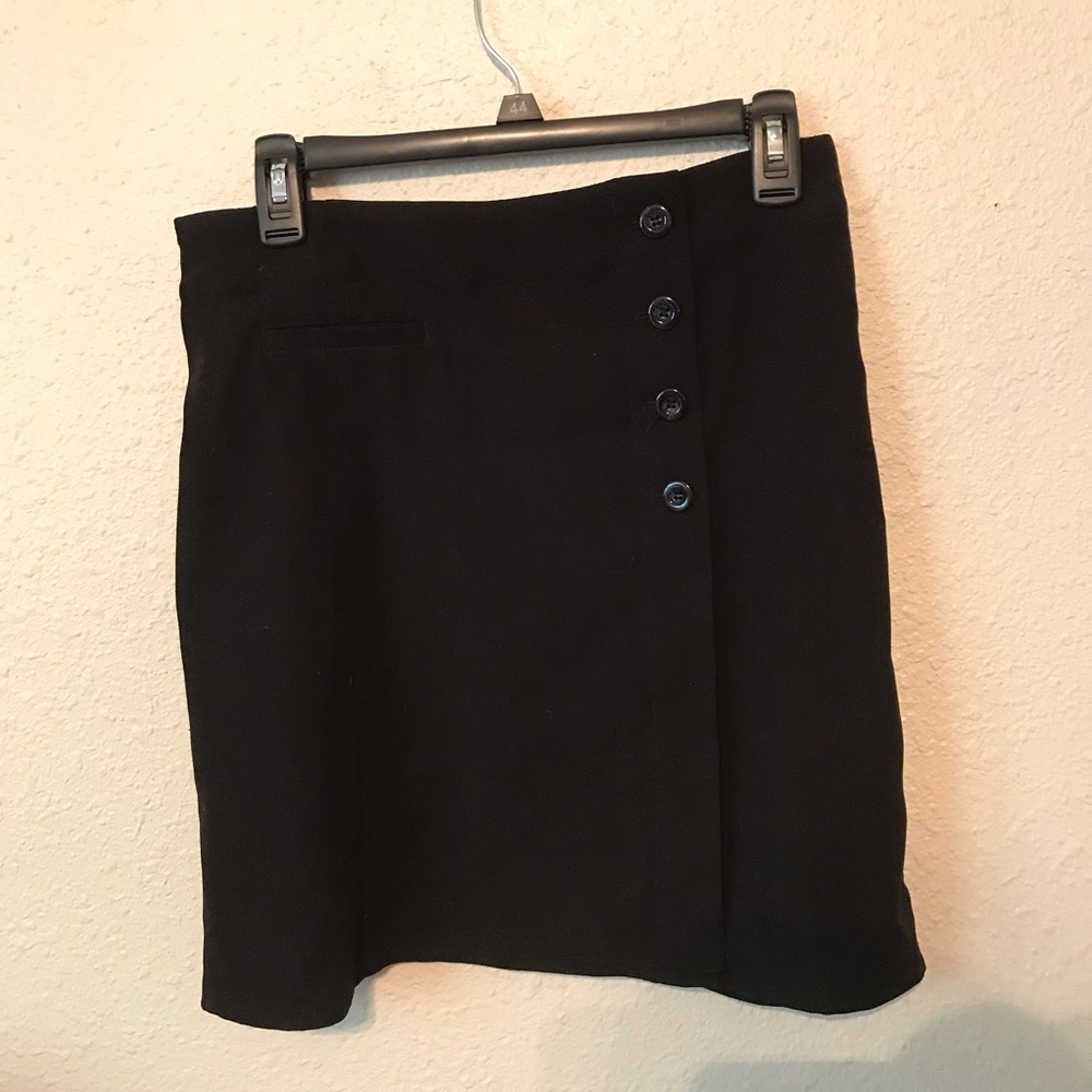 Button Wrap Around Black Skirt